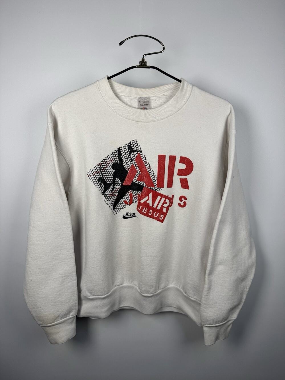 Vintage 1990 Air Jesus Religious Jordan Parody Crewneck Sweatshirt Mens L